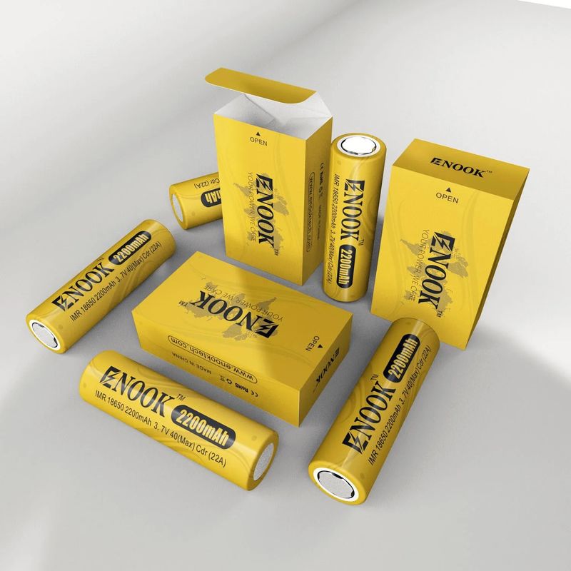 سعر الجملة 18650 3.7 فولت 2200mah بطارية قابلة لإعادة الشحن 40A 3.7 فولت مود 18650 بطارية ليثيوم أيون صفراء