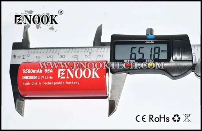 أفضل مبيعات Enook 26650 الخلية ليتيون 5500mAh 65A بطارية عالية الصرف 3.7V قابلة لإعادة الشحن بطارية سطحية