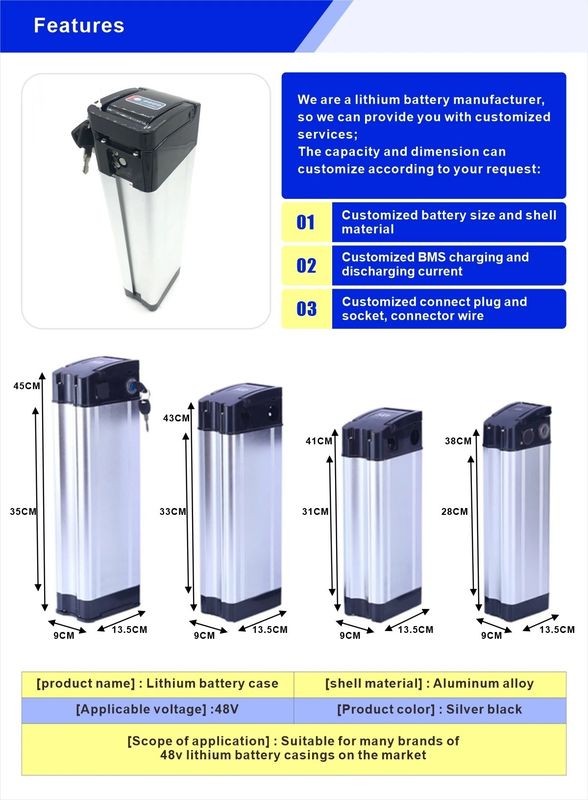مصنع إينوك سليفر Fish 36v 10ah 250w بطارية الدراجة الكهربائية / بطارية الليثيوم لون بطارية حزمة / بطارية الدراجة الكهربائية