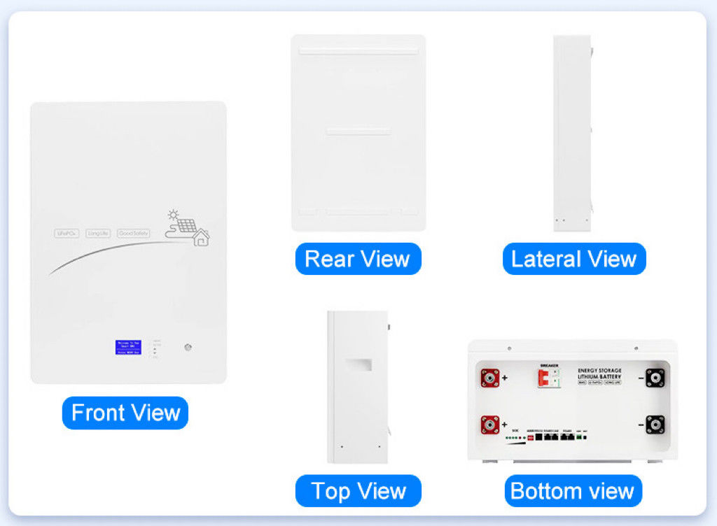 10 سنوات ضمان Lifepo4 الليثيوم Powerwall 51.2V 200Ah 100ah 300ah بطارية للنظام الشمسي للمنزل