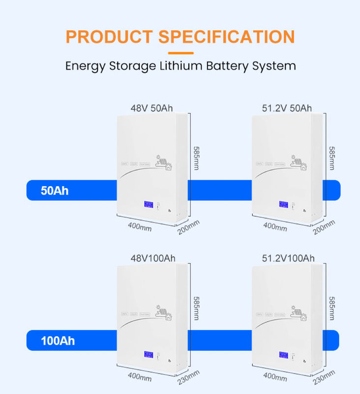 Enook Powerwall بطارية الليثيوم الأيونية الشمسية 48V 5Kw 10Kw 100Ah 200Ah الطاقة الجدارية Lifepo4 المنزل تخزين الطاقة الشمسية