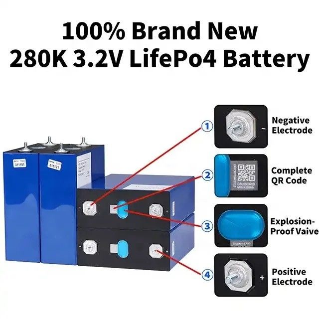 3.2V 100Ah 105Ah 200Ah 320Ah 280Ah Lifepo4 بطارية خلايا ليثيوم أيون للطاقة الكهروضوئية / نظام تخزين الطاقة المنزلي
