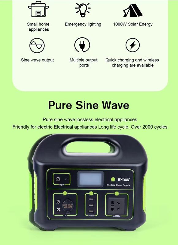 500Wh بطارية LiFePo4 بيت تخزين الطاقة الشمسية الشحن محطة الطاقة المحمولة 1000W